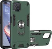 Voor OPPO A92s 2 in 1 Armor Series PC + TPU beschermhoes met ringhouder (donkergroen)