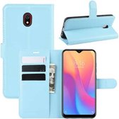 Voor Xiaomi Redmi 8A Litchi Texture Horizontale Flip Leren Case met Portemonnee & Houder & Kaartsleuven (Blauw)