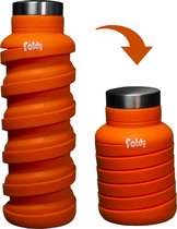 EasyFold® - Foldy - Opvouwbare Drinkfles - 600 ML - Oranje - Sportfles - Drinkbeker - Duurzaam - Reizen - Waterfles - Milieuvriendelijk - Cadeau