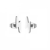 Rvs – bliksem – studs – stainless steel earrings - knopjes - oorbellen bliksem flits zilverkleurig chirurgisch staal - Rivers-sieraden - 10mm