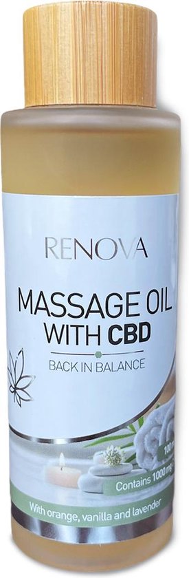 Renova - Massageolie met CBD (100ml) - Lavendel, vanille & sinaasappel - cannabidol - hennep