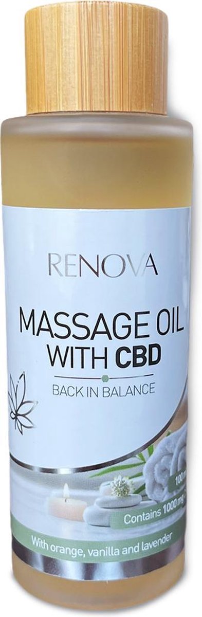 Goedkoopste Renova - Massageolie met CBD (100ml) - Lavendel, vanille & sinaasappel - cannabidol - hennep
