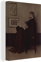 Canvas schilderij 120x160 cm - Wanddecoratie Portret van Thomas Carlyle - Schilderij van James Abbott McNeill Whistler - Muurdecoratie woonkamer - Slaapkamer decoratie - Kamer accessoires - Schilderijen