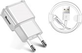 DrPhone 10W Gecertificeerde - USB Lader Stekker Oplader + 2 Meter Kabel 5V 2A - Safe Charge - Geschikt Voor iOS Smartphones 11/X / Xs/ XR / MAX/ 8 / 8 Plus / SE / 5S /5 /  6S / 6 P