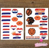 GetGlitterBaby® - Plak Tattoos Voetbal / Tijdelijke Tattoo Stickers / Nep Tatoeage / Rood Wit Blauw Oranje Smink Versiering - Nederland / Nederlandse Vlag / Nederlands Elftal - 2 stuks