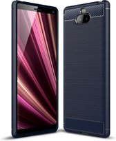 Sony Xperia 10 Plus Hoesje - Mobigear - Brushed Slim Serie - TPU Backcover - Marineblauw - Hoesje Geschikt Voor Sony Xperia 10 Plus