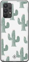 Samsung A32 4G hoesje siliconen - Cactus print | Samsung Galaxy A32 4G case | groen | TPU backcover transparant