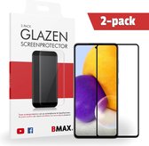 2-pack BMAX Samsung Galaxy A72 Glazen Screenprotector / Full Cover gehard glas / Beschermglas / Tempered Glass / Glasplaatje - Zwart