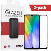2-pack BMAX geschikt voor Huawei Y6P Screenprotector Full Cover Glas / Volledige dekking / Beschermglas / Tempered Glass / Glasplaatje - Zwart