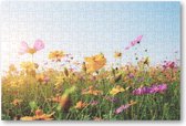 Bloemen in veld met zonsondergang - 252 Stukjes puzzel voor volwassenen - Natuur - Bloemen