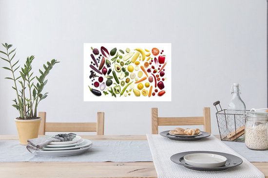 Sticker Muursticker Fruit - Fruits et légumes frais mélangés - 60x40 cm - film adhésif autocollant - sticker mural repositionnable