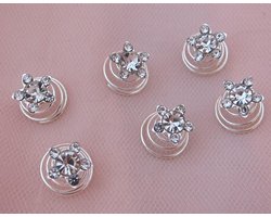 Curlies zilver | Ster - Bloem | Spiraal | Haarcurlies | Bruidskapsel | 6 stuks