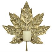 Muurkandelaar Goud Metaal - Palmblad/Bloem-Blad - Kaarsenhouder voor Muur -16x13x45cm
