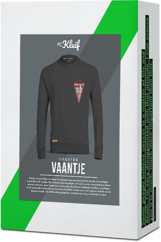 Emballage avec pull orné d'un écusson et du texte "Sweater Vaantje".