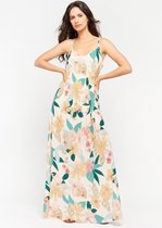 LOLALIZA Lange jurk met kleurrijke bloemen print - Roze - Maat XL