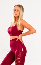 Energy sportoutfit / fitness kleding set voor dames / fitness legging + sport bh (cherry/rood)