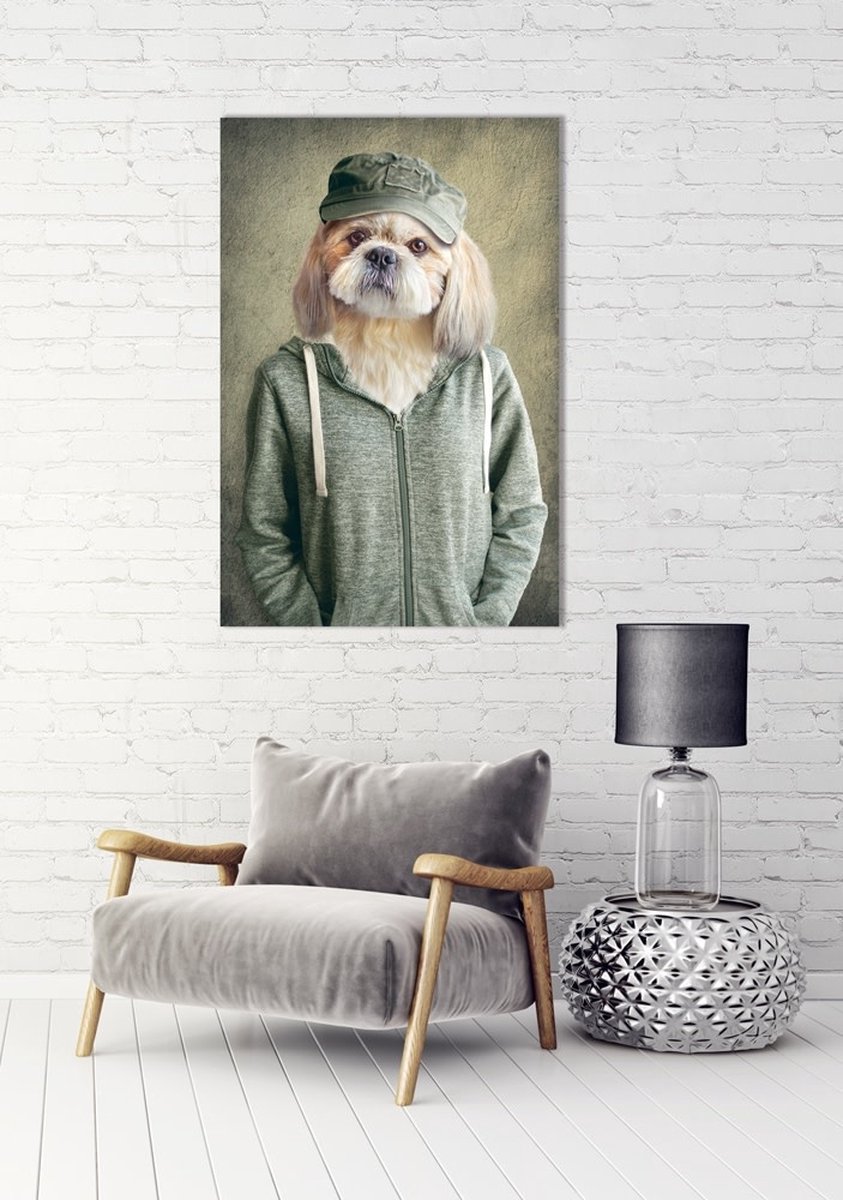 Fine Asianliving Lieve Hond In Vest Digitale Print 80x120cm Acryl Glas