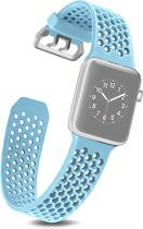 By Qubix Bandje met gaatjes - Lichtblauw - Geschikt voor Apple Watch 38mm - 40mm - 41mm - Compatible Apple watch bandje - smartwatch bandje