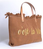 Canvas Strandtas C’est la Vie - Camel