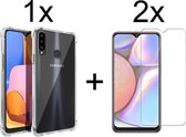 iParadise Samsung A20s Hoesje - Samsung Galaxy A20S hoesje transparant shock proof case hoes cover hoesjes - 2x samsung galaxy a20s screenprotector
