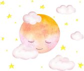 Muursticker slapende maan tussen de sterren - Decoratie kinderkamer / babykamer jongens & meisjes