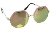 Dielay - Trendy Zonnebril Dames - UV400 Bescherming Cat. 3 - Achthoekige Glazen 60 mm - Roze