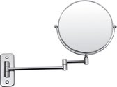 10x vergrotende spiegel, cosmetische spiegel die 360 ​​° kan worden gedraaid, ronde badkamer scheerspiegel voor wandmontage, Ø 20 cm, dubbelzijdig, met opklapbare arm, uitschuifbaar, gemaakt van roestvrij staal, BBM001