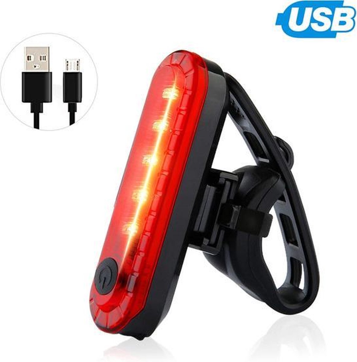 Waterdicht LED achterlicht voor de fiets, oplaadbaar met USB