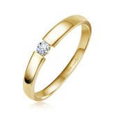 Lovebird LB127 - Gouden damesring met briljant - Dames - Maat 54 - Diamant - 2,5 mm - Briljant Geslepen - 0,06 Karaat - 14 Karaat - Goud