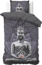 Dreamhouse Buddha Flower - Dekbedovertrek - Eenpersoons - 140x200/220 + 1 kussensloop 60x70 - antraciet