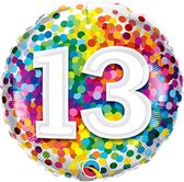 Folieballon Confettiprint Leeftijd 13 - 45 cm
