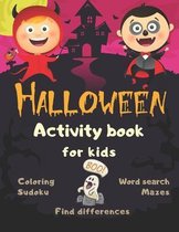 Halloween Activity Book Coloring Mazes Sudoku Word search Find differences for Kids