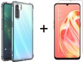 Oppo A91 hoesje shock proof case transparant hoesjes cover hoes - 1x Oppo A91 screenprotector