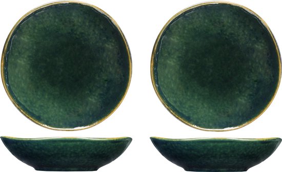 stuks diepe borden groen 20,5 cm - van aardewerk | bol.com