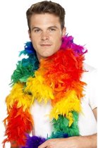 2x stuks regenboog gekleurde boa 190 cm - Verkleed boa voor Gay pride feest thema
