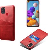 Samsung Galaxy A21s Telefoonhoesje | PU Leren Back Cover | Pasjeshouder | Rood