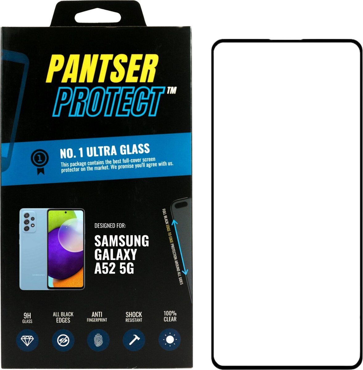 Pantser Protect ™ Case Friendly Screenprotector Geschikt voor Samsung Galaxy A52 / A52S (5G) - Premium glazen full-cover Pantserglas Protector - Tempered Glass Bescherm Glas