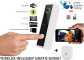MEGA-ACTIE!! NU MET GRATIS GONG! Slimme Draadloze WiFi oplaadbare video deurbel camera met opname mogelijkheid en bewegingsdetectie + gratis app voor smartphone!