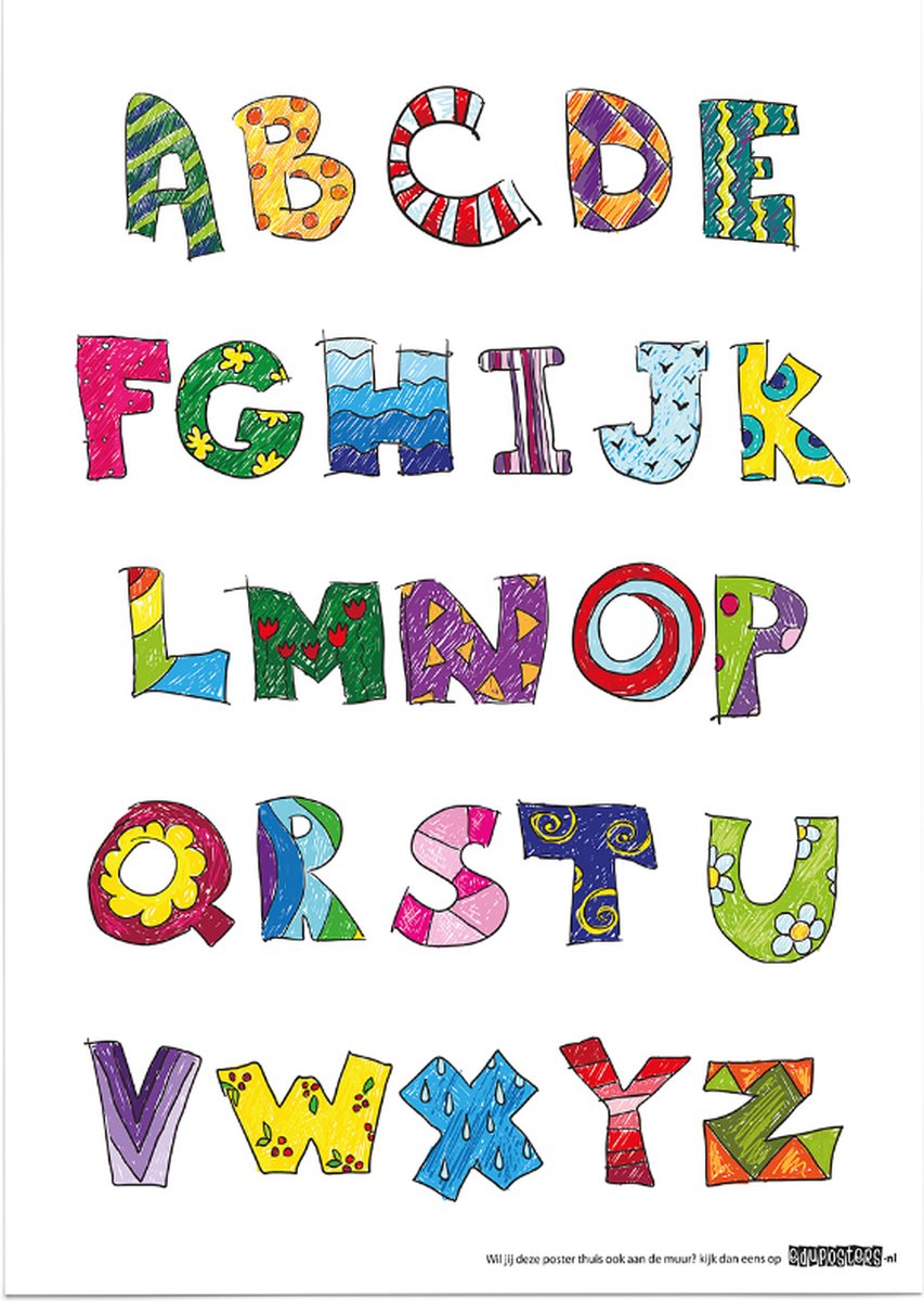 Educatieve poster (Posterpapier) - Taal alfabet Regenboog - 50 x 70 cm (B2)