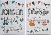 Geboorte  – Jongen + Meisje - 2 Wenskaarten – 12 x 17 cm