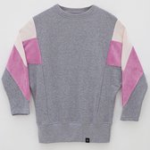 Sweatshirt - AMY - gemaakt van 4 verschillende gerecyclede stoffen - lichtroze, donker roze, grijsº