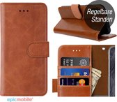 iPhone 12 Mini Book Case - Luxe portemonnee hoesje – iPhone 12 Mini hoesje wallet case - bruin - EPICMOBILE