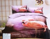 Dekbedovertrek 160 x 200 cm 3 delig flamingo