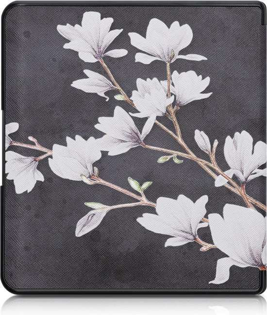 kwmobile e-reader hoesje geschikt voor Kobo Forma hoes - E reader flip case met magnetische sluiting - Ereader cover - Magnolia design in taupe / wit / donkergrijs van Merkloos — afbeelding 4