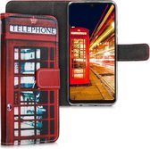 kwmobile telefoonhoesje voor Huawei P30 Lite - Hoesje met pasjeshouder in rood / zwart / wit - Londen Telefooncel design