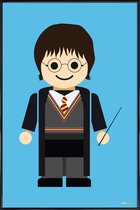 JUNIQE - Poster met kunststof lijst Harry Potter Toy -13x18 /Blauw &