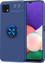 Voor Samsung Galaxy A22 5G Metalen Ring Houder 360 Graden Roterende TPU Case (Blauw + Blauw)