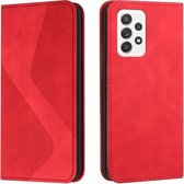 Voor Samsung Galaxy A52 5G/4G Skin Feel Magnetisch S-type Effen Kleur Horizontale Flip Lederen Case met Houder & Kaartsleuf & Portemonnee (Rood)