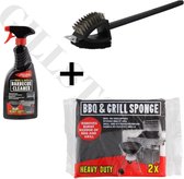 Barbecue Grill Schoonmaakset XXL - Borstel 3 in 1 + Barbecue- en Grillspons - Heavy Duty 2 Stuks - Barbecue Cleaner (Heavy Duty)