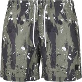 Urban Classics Zwemshorts -S- White Dot Camo Groen/Zwart